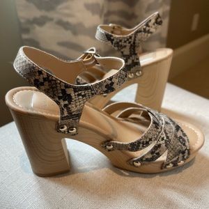Kaari Blue Reptile Snake Print Clog/Platform Heel Size 7.5